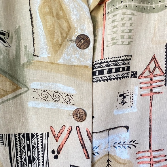 Dress Barn Abstract Design Linen Womans Blazer Size Large - Picture 7 of 17